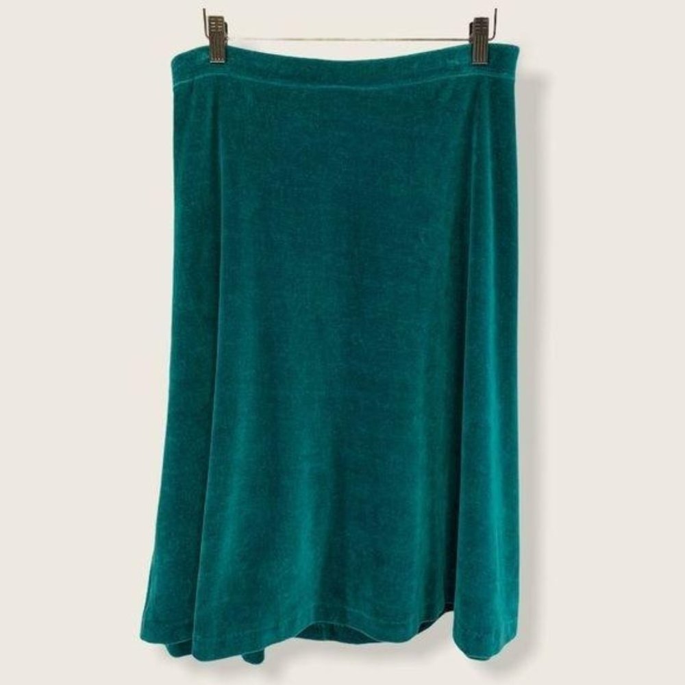 Vintage 60s Teal Velour Full Skirt Large